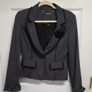 White House Black Market Charcoal Blazer with Black Trim